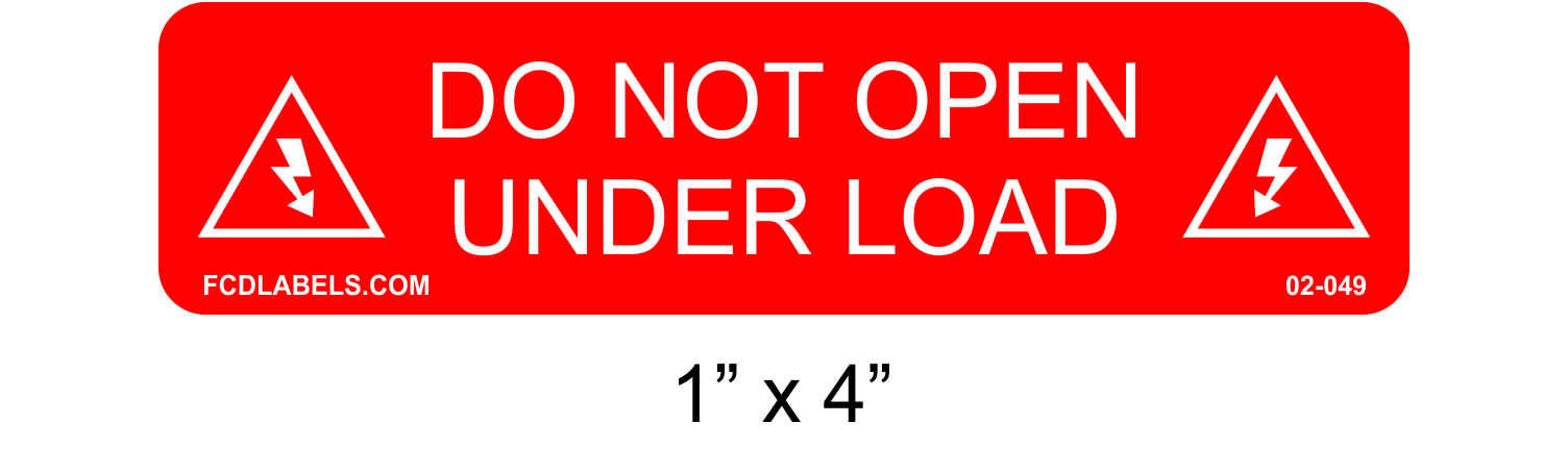 Red & White 1" x 4" | Do Not Open Under Load | Solar Warning Labels