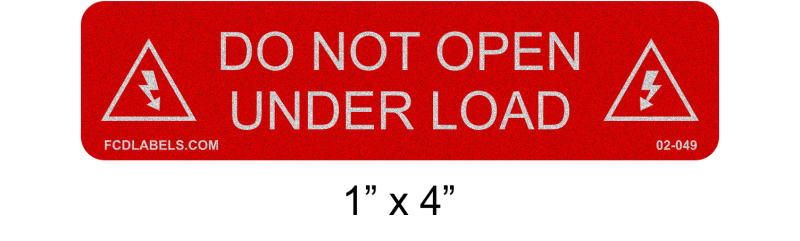 Red & White Reflective 1" x 4" | Do Not Open Under Load | Solar Warning Labels