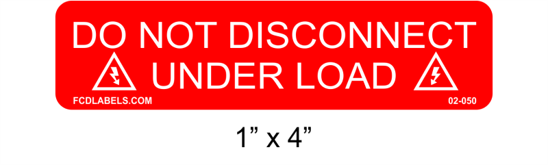 Red & White 1" x 4" | Do Not Disconnect Under Load | Solar Warning Labels 