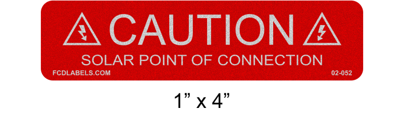 Reflective Red & White 1" x 4" | Solar Point of Connection | Solar Caution Labels