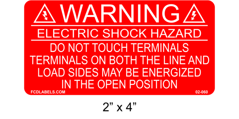 2" x 4" | Do Not Touch Terminals | Solar Warning Labels