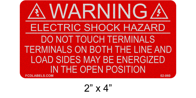 2" x 4" Reflective | Do Not Touch Terminals | Solar Warning Labels