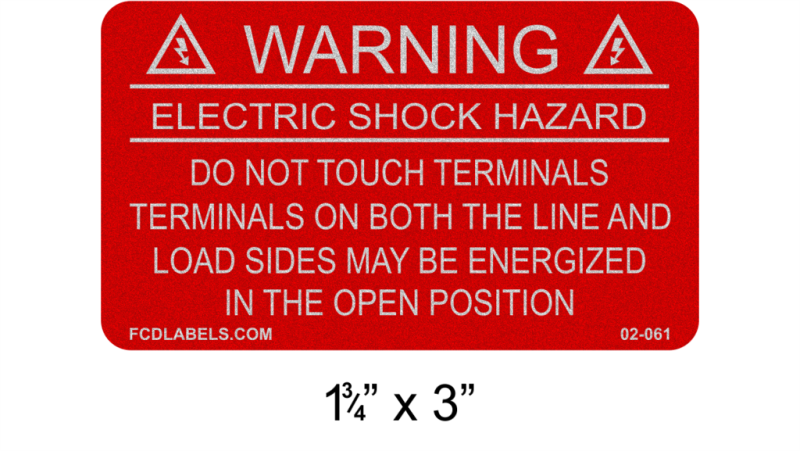 1.75" x 3" Reflective | Do Not Touch Terminals | Solar Warning Labels