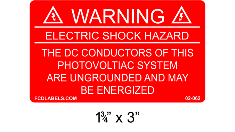 1.75" x 3" | Do Not Touch Terminals | Solar Warning Labels