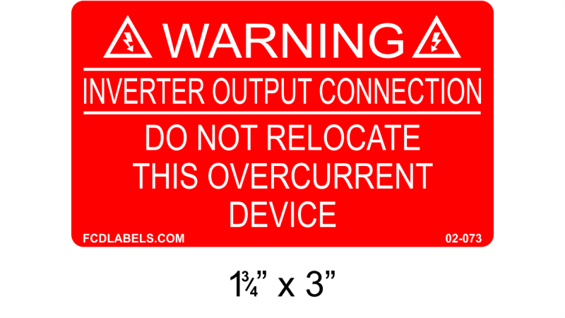 Red & White 1.75" x 3" | Inverter Output Connection | Solar Warning Labels