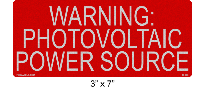3" x 7" Reflective | Warning Photovoltaic Power Source | NEC Solar Labels