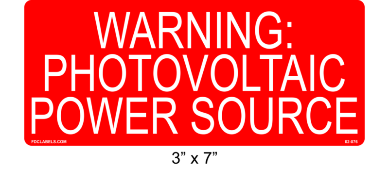 3" x 7" | Warning Photovoltaic Power Source | NEC Solar Labels