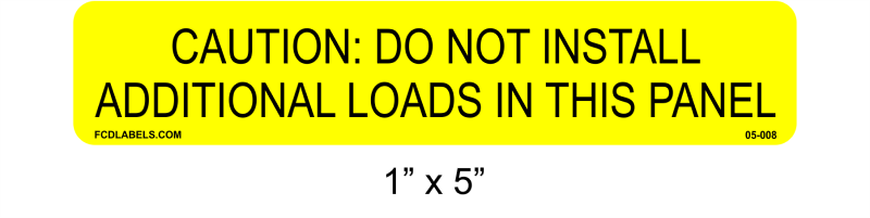 1" x 5" Red & White | Do Not Install Additional Loads | Solar Label