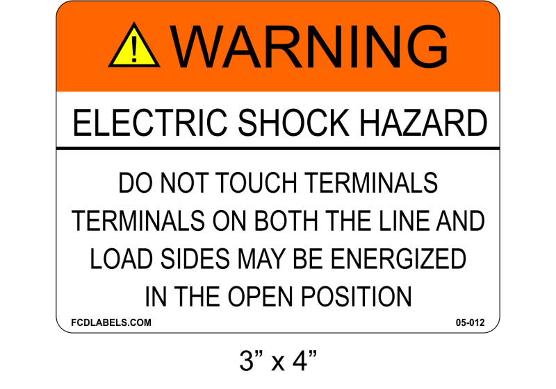3" x 4" | Do Not Touch Terminals | ANSI Solar Warning Labels