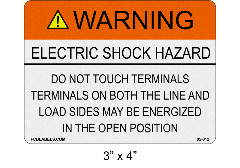 3" x 4" Reflective | Do Not Touch Terminals | ANSI Solar Warning Labels