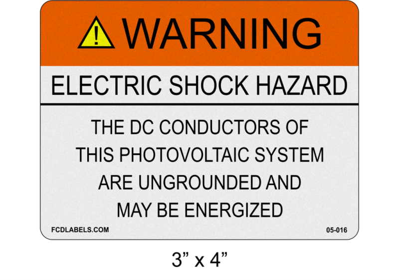 3" x 4" Reflective | The DC Conductors | ANSI Solar Warning Labels
