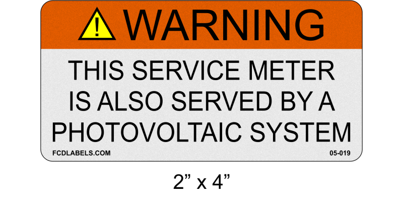 Reflective 2" x 4" | Service Meter | ANSI Solar Warning Labels