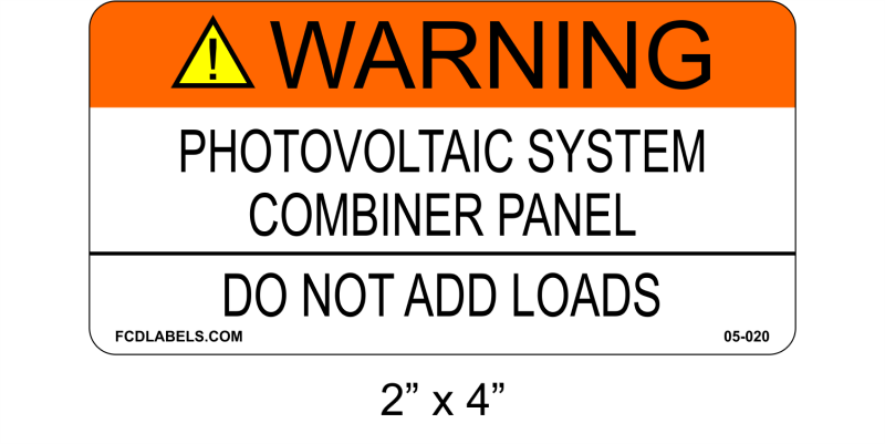 2" x 4" | Photovoltaic System Combiner Panel | ANSI Solar System Labels