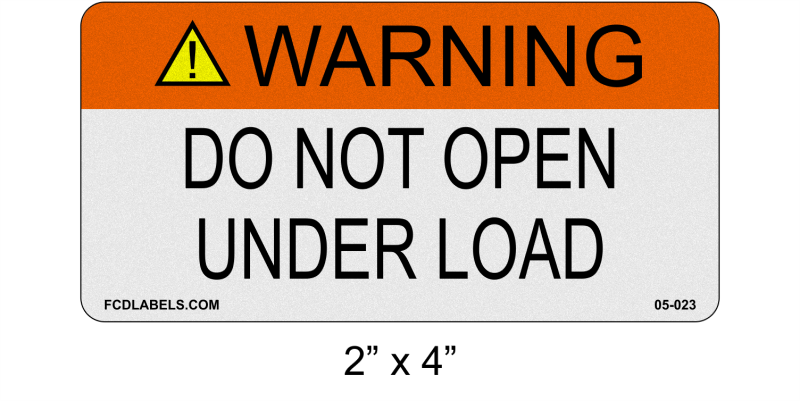 Reflective ANSI 2" x 4" | Do Not Open Under Load | Solar Warning Labels