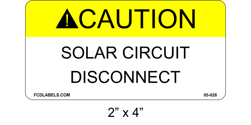 2" x 4" | Caution Solar Circuit Disconnect | ANSI Solar Caution Labels