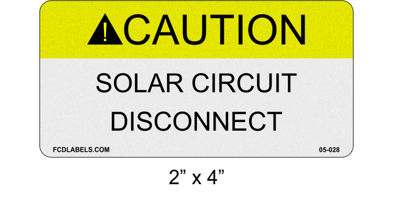 Reflective 2" x 4" | Caution Solar Circuit Disconnect | ANSI Solar Caution Labels