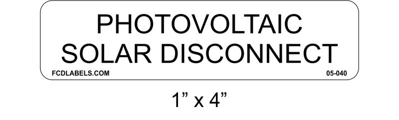 1" x 4" | Photovoltaic solar disconnect | PV Solar Labels