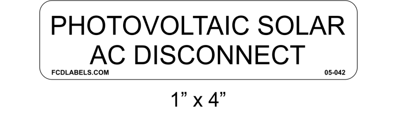 1" x 4" | Photovoltaic Solar AC Disconnect | PV Labels