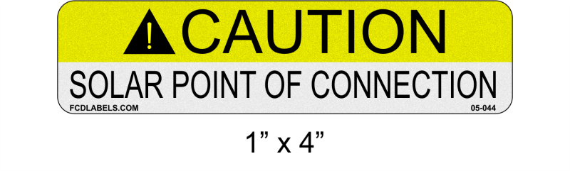 Reflective ANSI 1" x 4" | Solar Point of Connection | Solar Caution Labels