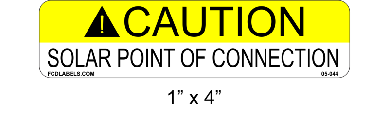 ANSI 1" x 4" | Solar Point of Connection | Solar Caution Labels
