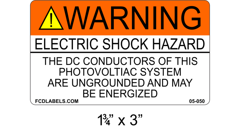 1.75" x 3" | Do Not Touch Terminals | ANSI Solar Warning Labels