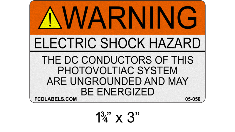 1.75" x 3" Reflective | Do Not Touch Terminals | ANSI Solar Warning Labels