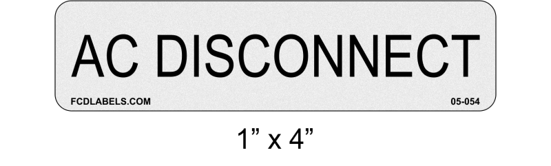Reflective White & Black 1" x 4" | AC Disconnect | PV Solar Labels