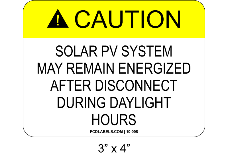 3" x 4" | Solar PV System | Solar Caution Sign