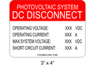 3" x 4" | Photovoltaic System DC Disconnect | Custom Solar Signage