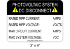 3" x 4" | Photovoltaic System DC Disconnect | Custom Solar Signage