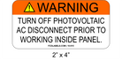 2" x 4" | Turn Off Photovoltaic AC Disconnect | Aluminum Warning Signs