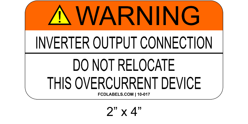 2" x 4" | Inverter Output Connection | Aluminum NEC Signs
