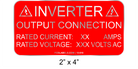 2" x 4" | Inverter Output Connection | Solar Inverter Specifications Signage