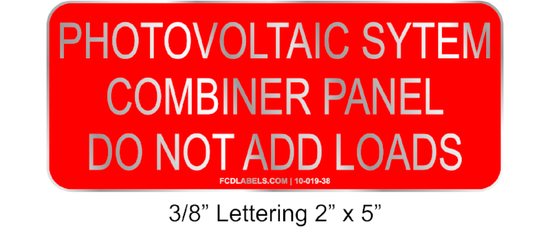 2" x 5" | Photovoltaic System Combiner Panel | Aluminum Signage