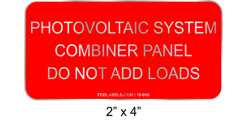 2" x 4" | Photovoltaic System Combiner Panel | Aluminum Signage