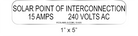 1" x 5" | Solar Point of Interconnection | Custom Solar Specification Signs