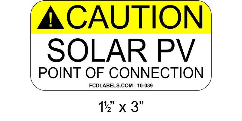1" x 4" | Solar PV Point of Connection | ANSI Aluminum Caution Signs