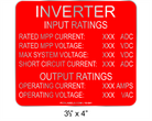 3.5" x 4" | Inverter Input / Output Ratings | Aluminum Specification Sign