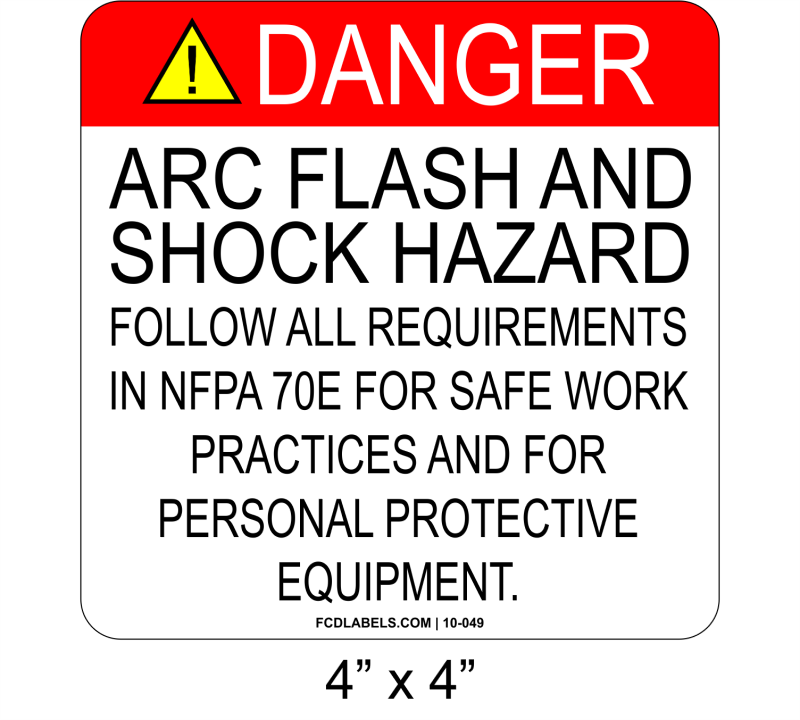 4" x 4" | Danger Arc Flash And Shock Hazard | Aluminum Danger Sign