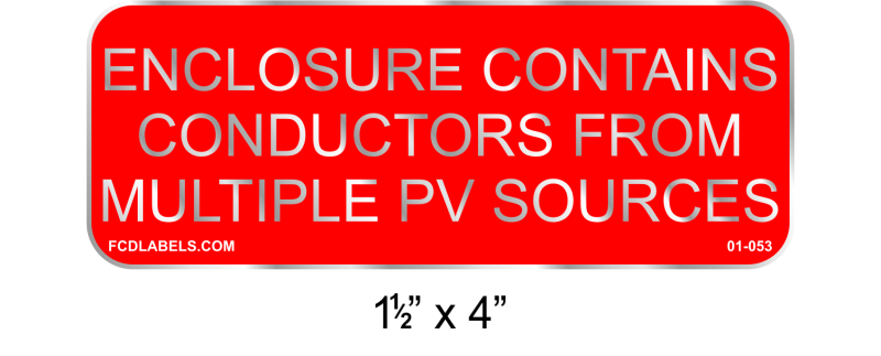 1.5" x 4" | Conductors from multiple PV sources | Solar Signs