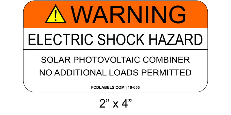 2" x 4" | Solar Photovoltaic Combiner | Aluminum Warning Signs