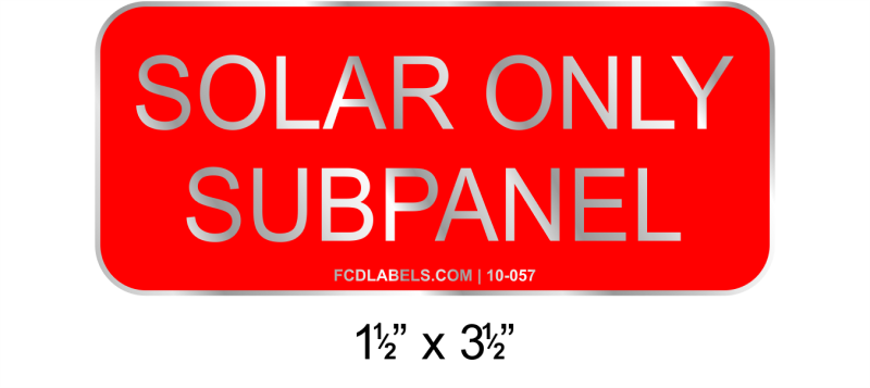 1.5" x 3.5" | Solar Only Subpanel | PV System Sign