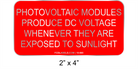 2" x 4" | Photovoltaic Modules DC Voltage | Aluminum Solar Signs