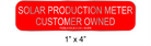 1" x 4" | Solar Production Meter Customer Owned | PV Solar Signs