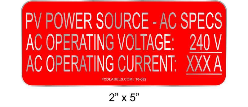2" x 5" | PV Power Source AC Specs | Custom Solar Signs