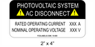 2" x 4" | Photovoltaic AC Disconnect | Custom Solar Signs