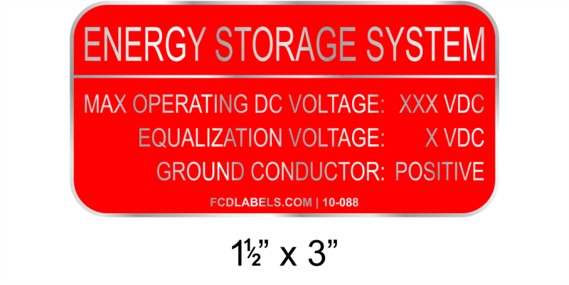 1.5" x 3" | Energy Storage System | Custom PV Signs