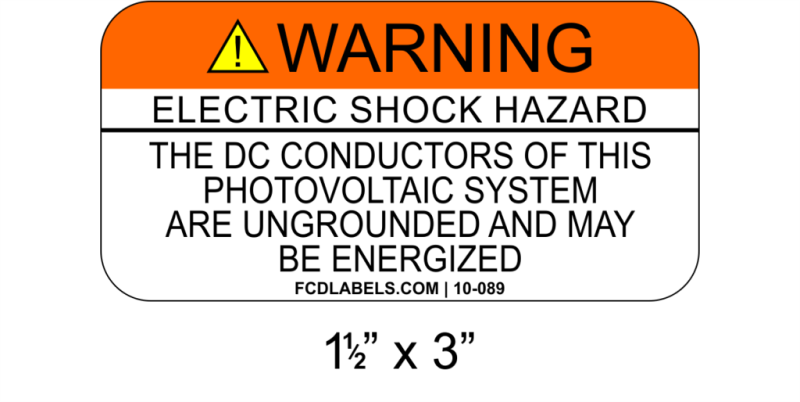 1.5" x 3" | The DC Conductors | Solar Warning Signs