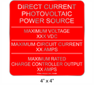 4" x 4" | Charge Controller Output | PV Specification Sign