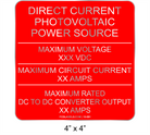 4" x 4" | DC to DC Converter Output | PV Specification Sign